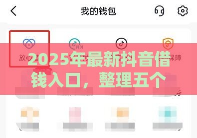 2025年最新抖音借钱入口，整理五个58岁可以贷款的口子