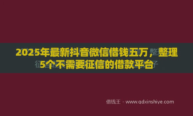 2025年最新抖音微信借钱五万，整理5个不需要征信的借款平台