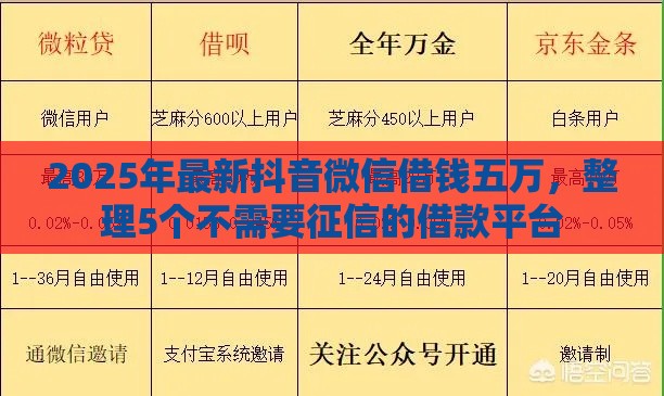 2025年最新抖音微信借钱五万，整理5个不需要征信的借款平台