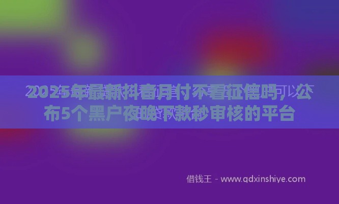 2025年最新抖音月付不看征信吗，公布5个黑户夜晚下款秒审核的平台