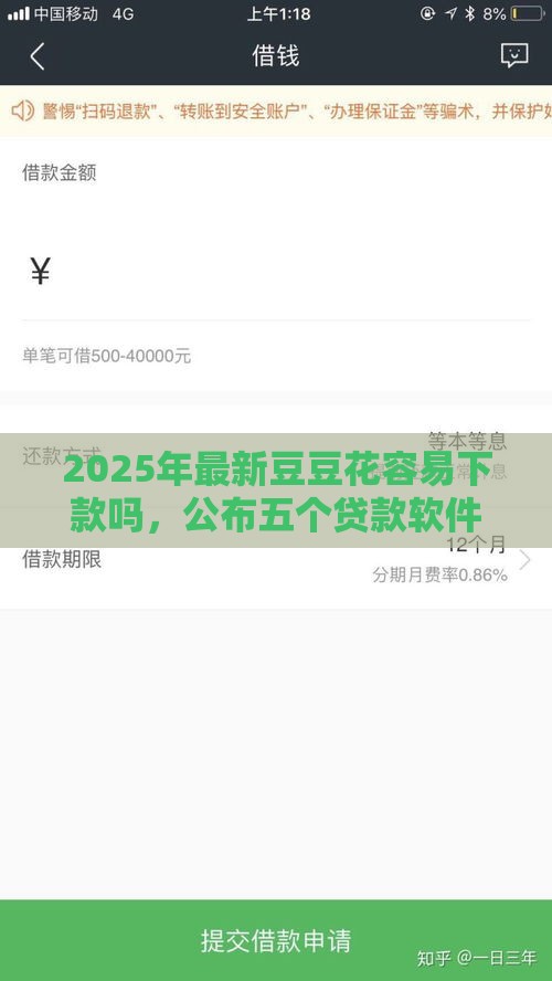 2025年最新豆豆花容易下款吗，公布五个贷款软件不看征信