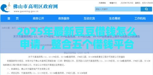 2025年最新豆豆借钱怎么申请，整合五个借钱平台100%通过