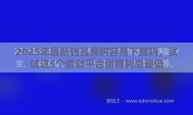 2025年最新独品易购容易下款吗，试试这5个借款平台借钱利息最低