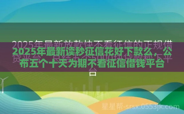 2025年最新读秒征信花好下款么，公布五个十天为期不看征信借钱平台