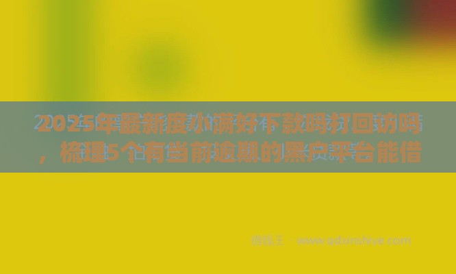 2025年最新度小满好下款吗打回访吗，梳理5个有当前逾期的黑户平台能借到钱
