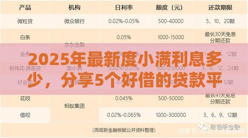 2025年最新度小满利息多少，分享5个好借的贷款平台