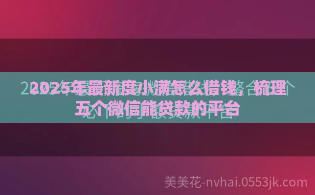 2025年最新度小满怎么借钱，梳理五个微信能贷款的平台