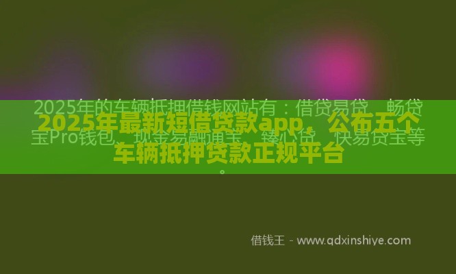 2025年最新短借贷款app，公布五个车辆抵押贷款正规平台
