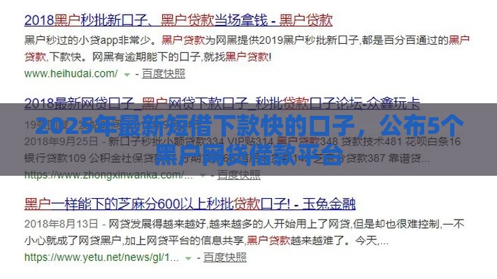 2025年最新短借下款快的口子，公布5个黑户网贷借款平台
