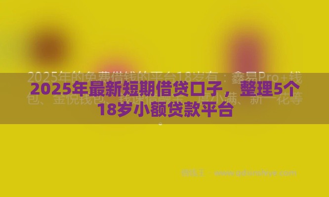 2025年最新短期借贷口子，整理5个18岁小额贷款平台