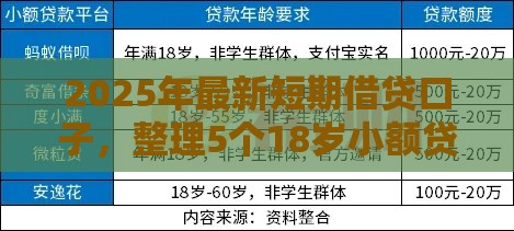 2025年最新短期借贷口子，整理5个18岁小额贷款平台