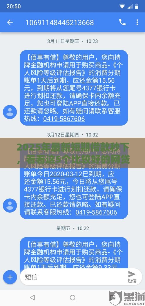 2025年最新短期借款秒下，看看这5个比较好的网贷平台排名不分先后