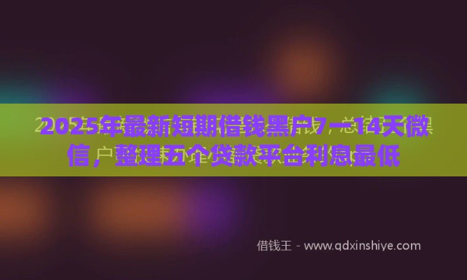 2025年最新短期借钱黑户7一14天微信，整理五个贷款平台利息最低